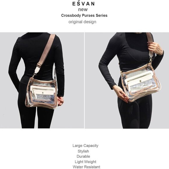 Beige Clear Stadium-Approved Crossbody Bag Durable TPU Versatile for Concerts an - Picture 4 of 8